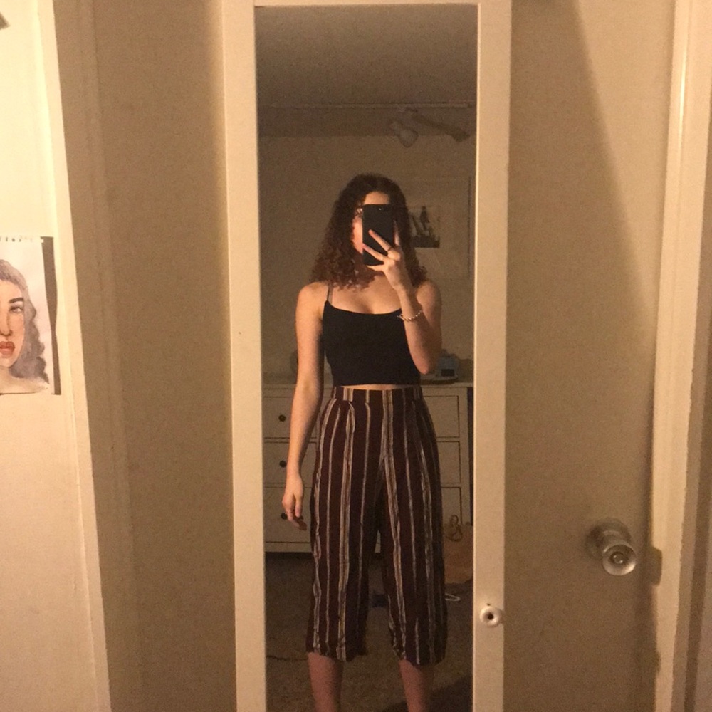 striped high wasted flowy pants